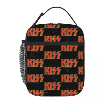 Kiss The Band Burn Text Style Logovintage Lunch Tote Picnic Bag Lunch Bags Bags Kawaii Lunch Bag