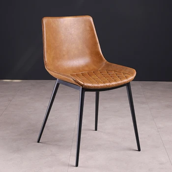 Industrial Leather Leather Dining Chair Vintage Large Store Mall Chair Light Luxury Stool Sillas de Comedor Namų baldai