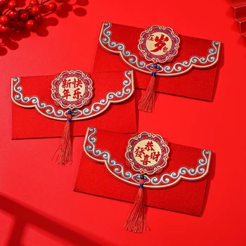 Tradicinis kutas raudonas vokas 2024 Kinų Naujųjų metų raudonas kišenpinigių pinigų krepšys gimtadienio vestuvėms