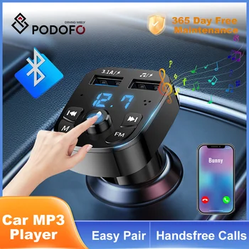 Podofo belaidis laisvų rankų įrangos automobilis FM siųstuvas MP3 Player 2 USB įkroviklio komplektas BT 5.0