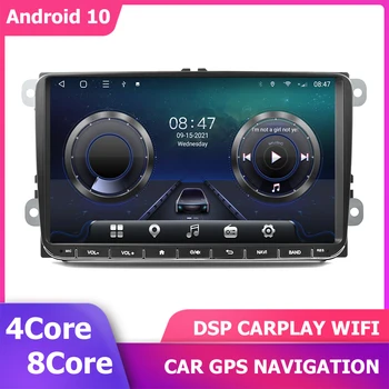 9'' Android 11 GPS grotuvas DSP CarPlay skirtas VW PASSAT POLO GOLF 2006-2011 Multimedia AutoRadio stereo navigacija 6+128GB 1280*720
