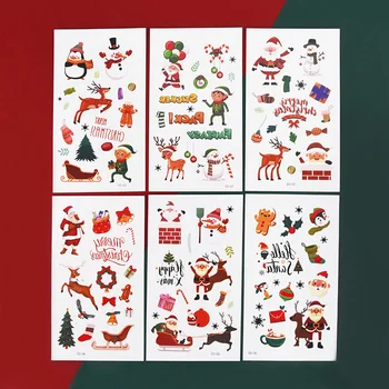 10vnt Animacinis filmas Kalėdiniai laikini tatuiruotės lipdukai Kalėdų senelis Sniego senis Neperšlampamas lipdukas Kalėdų vakarėlio dekoro vaiko dovanos 2024