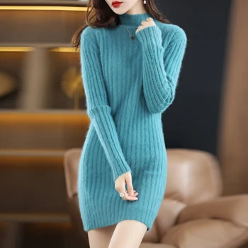 Moteriškas megztinis 2023 Korėjos mados rudens žiemos vėžlys megztas ilgas megztinis Casual Soft Female Top Slim Jumpers sijonas