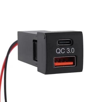 Automobilinis dvigubas USB įkroviklio lizdas PD Type-C adapteris, skirtas 
