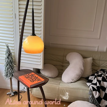Grindų lempa su stalu ir arbata Stalo saugykla Retro svetainė Miegamasis B & B naktinė žuvų viliojimo lempa