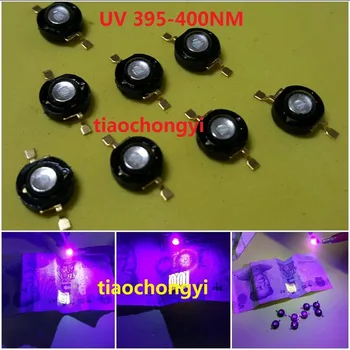 3W 395-400nm UV LED ultravioletinių LED lustų šviesa Didelės galios LED karoliukas Juoda 50vnt