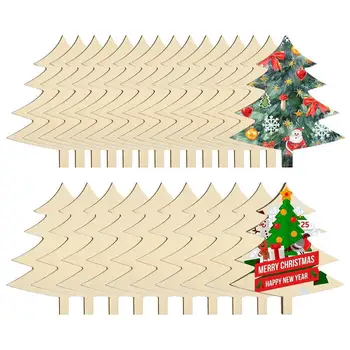 5vnt/50vnt Nebaigta medinė eglutė Tuščiaviduriai kalėdinių amatų ornamentai DlY tapybos išpjovos Gabaliukas dovanų namų dekorui