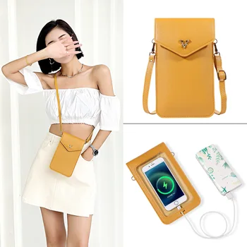 Naujas jutiklinis ekranas Mobiliojo telefono krepšys Moteriškas pasiuntinys Mažas krepšys Gryna spalva Paprastas mobiliojo telefono krepšys Visų rungtynių mini pečių krepšys