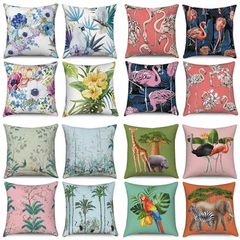 Pritaikomas augalų gėlių pagalvės užvalkalas Sodybos namų sofa Automobilio apdaila Flamingo Gyvūnų pagalvėlės užvalkalas