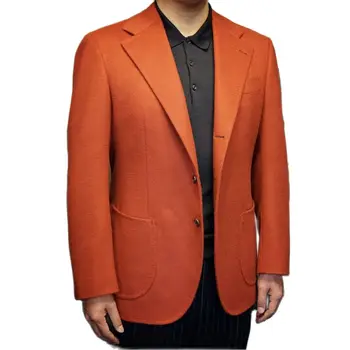 Vyrai Oranžinis vilnonis kostiumas Švarkas Mada Slim Fit Oficiali kasdienė Vyriški drabužiai Šilta vilna Blazer Siuvinys Žieminis klasikinis vyriškas paltas