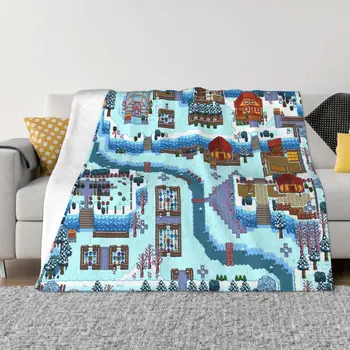 Stardew Valley Namo žemėlapio antklodė Flanelės dekoravimo animacinis filmas Anime Super minkštas mesti antklodes patalynei lauko lovatiesė