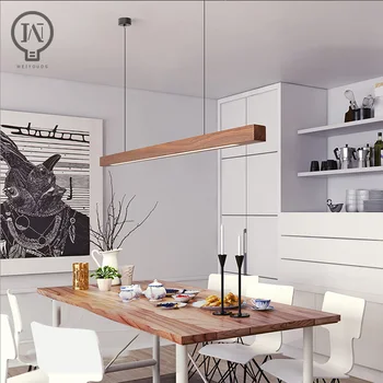 Nordic Wood pakabinami žibintai LED modernūs pakabinami šviestuvai valgomajam Svetainė Virtuvė Biuro parduotuvė Baras Kavinė Ilgos juostelės pakabinamas šviestuvas