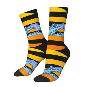Funny Crazy Sock for Men Don't Lose The Wave Hip Hop Harajuku Geometrinis saulėlydžio paplūdimys Peizažas Laimingos besiūlių berniukų įgulos kojinė
