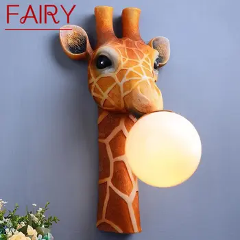 FAIRY Šiuolaikinis patalpų sieninis šviestuvas LED kūrybinis animacinis filmas Žirafos derva Sconce šviesa namų vaikų miegamojo koridoriui