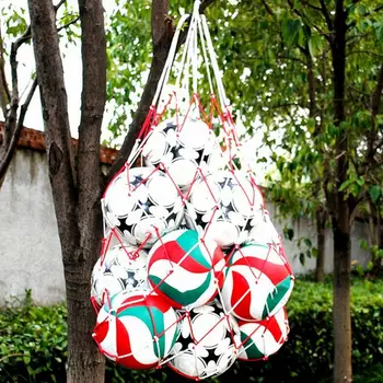 1Pc Futbolo tinklo krepšys Nailonas Paryškintas laikymo krepšys Vieno kamuolio nešiojimas Nešiojama įranga Lauko sportas Futbolas Krepšinis Tinklinis krepšys