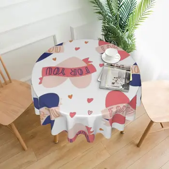 Valentino dienos apvali staltiesė Širdis Meilė Individualus stalo užvalkalas virtuvės valgomajam Mados poliesterio stalo dangtis