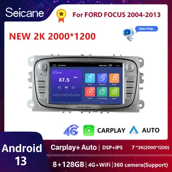 Seicane 2 din Auto Radio RDS dvd Android 13 Carplay Car multimedijos vaizdo grotuvas Ford Focus Mondeo C-MAX S-MAX Galaxy II Kuga