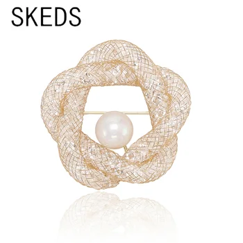SKEDS Fashion Women Luxury Elegant Gold Color Crystal Entangle Sagės Classic Delicate Creative Party Vestuvių papuošalų smeigtukai