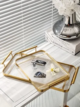 Lengvas prabangus Instagram stačiakampis padėklas namų svetainei akrilo raktas kavos staliuko saugyklai, vandens puodelis ir virdulio dėklas