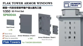 BUNKER SP6004A vokiško Flak Tower Armor Window (skirtas Takom 6004/6005) modeliui