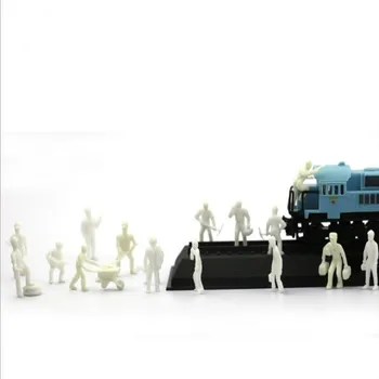 White Ho Scale Train Darbo režimas Miniatiūriniai darbuotojai su įrankiais geležinkelio statybai Peizažų išdėstymas Žaislai Architektūra Figūros