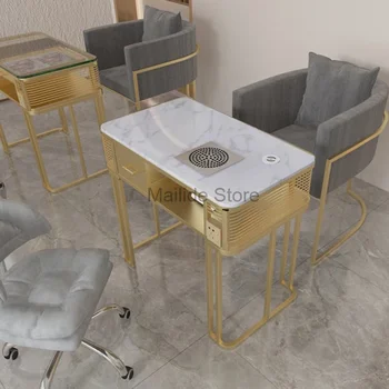 Modern Wrated Iron Nail Beauty Tables For Commercial Furniture Manikiūro stalas Buitinis daugiafunkcis lengvas prabangus nagų stotis