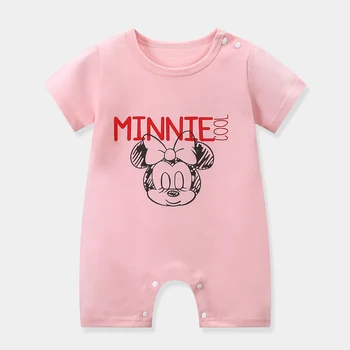 Pink Minnie Mouse Cute Baby One-piece Clothes Romper Summer Short Sleeve Climb Clothing Naujagimio kombinezonai Mažylis Girl Onesie