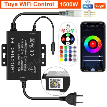 Nuotolinis/Bluetooth/Tuya WiFi RGB valdiklis 750W 1500W 4Pin 220V ES kištuko maitinimo adapteris RGB LED juostos neoninei šviesai