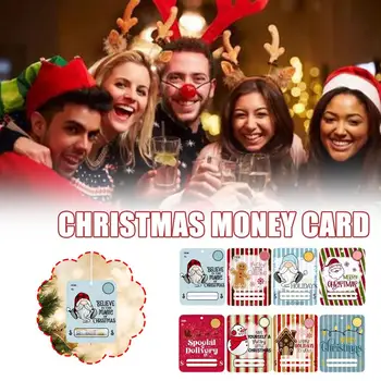 Kalėdinis atvirukas Laimingas pinigų klipas Personalizuotas medinis atvirukas Senjorų dovanos Kalėdų pakabukai Naujųjų metų vakarėlis Palankumas draugams G9E1