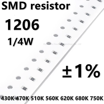 (100vnt.) 1206 SMD rezistorius 1% 430K 470K 510K 560K 620K 680K 750K 820K 1/4W aukštesnė kokybė