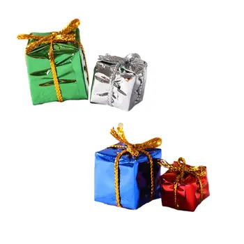 2x Lėlių namelio eglutės dėžutės 1:12 Kalėdų eglutės papuošalai mikro kraštovaizdžio atostogų lėlių namelio Kalėdų papuošalams