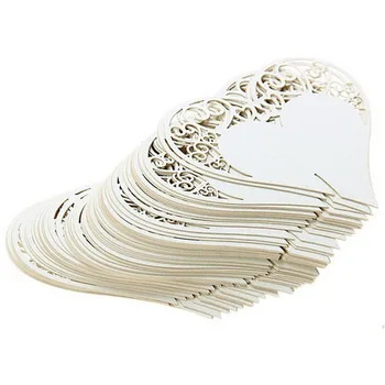 50vnt / Multi Wedding Table Decoration Positioning Card Laser Cut Heart-shape Flower Wine Glass Place Love Seat Hollow Card Wed