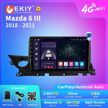EKIY X7 Android 10 automobilinis radijas Mazda 6 III 3 GJ GL 2018-2021 Multimedijos grotuvo navigacija GPS Nr. 2 Din DVD pagrindinio bloko garsiakalbiai