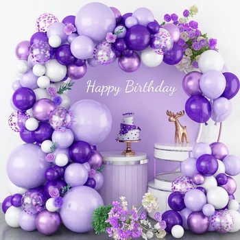 Violetinis balionas Girliandos arkos rinkinys Gimtadienio šventės dekoravimas Vaikai Mergaitė Vestuvės Gimtadienis Dekoras Balonas Kūdikių dušas Latekso balionai