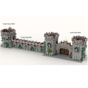 Pilies vartai MOC-83398 Pilies bokštas MOC-49945 MOC-39687 Viduramžių pilies sienos statybiniai blokai Žaislas Kūrybinė gimtadienio dovana
