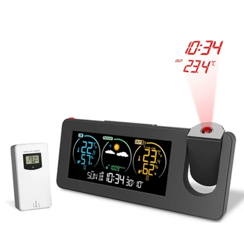 ZX3538 Naujas elektroninis projekcinis laikrodis Orų stotis Orų prognozė Temperatūra ir drėgmė Skaitmeninis žadintuvas Patvarus