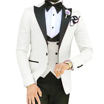 Elegantiški kostiumai vyrams Verslo oficialus biuras Dėvėti vyriškos mados vakarėlio striukės komplektai Vestuvinė suknelė 3 vnt ( švarkas + kelnės + liemenė )