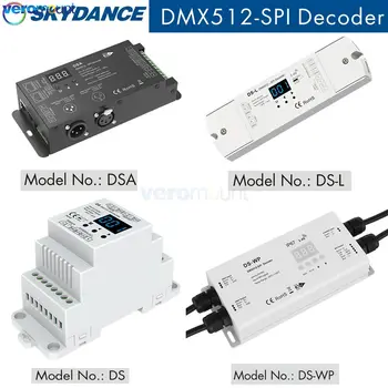DMX512 + 2.4G RF belaidis skaitmeninis signalas SPI tvarkyklės DMX-SPI dekoderis DMX-SPI dekoderis DMX512 į SPI keitiklis, skirtas RGB adresuojamai pikselių LED juostelei