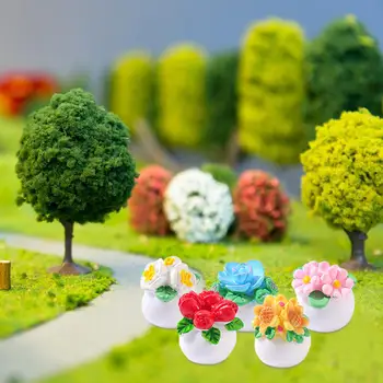 5vnt Lėlių namelio dekoravimas Klasikinė derva miniatiūriniai lėlių nameliai Augalai 1:12 mastelio žaidimo rinkinys Lėlių namų mikro kraštovaizdžio reikmenys
