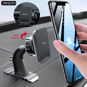 Yesido magnetinis automobilinis telefono laikiklis 360° rotuojamas magnetinis laikiklis Lipnus laikiklis keičiamas spaustuko laikiklis, skirtas iPhone Xiaomi Huawei