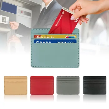 Nauja plona PU odinė mini piniginė plonas banko kreditinių kortelių laikiklis 4 kortelių lizdai Vyrų verslo mažas ID dėklas vyro piniginės kortelės turėtojui