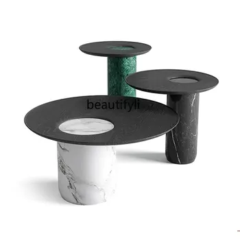Minimalistinis natūralaus marmuro kavos staliukas Nordic Living Room Creative Art Side Table Designer Kavos staliukų derinys