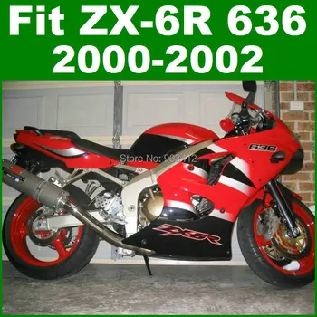 Fairings Fit for Kawasaki 2000 2001 2002 ZX6R apdailos rinkinys raudonai baltas Ninja ZX 6R 636 00 01 02 kūno rinkiniai ZX636 C1E5