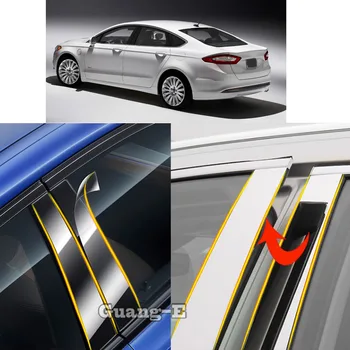 Automobilio TPU/blizgaus veidrodžio stulpo dangtelis Ford Fusion 2013 2014 2015-2021 Durų apdaila Langų liejimo lipdukų priedai 6vnt