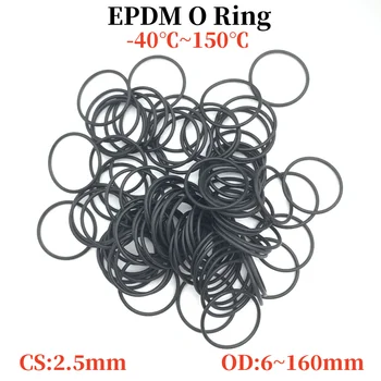 10vnt EPDM O žiedo tarpinė CS2.5mm OD 6mm ~ 160mm EPDM automobilių nitrilo gumos apvali O tipo korozijai atspari sandariklio poveržlė