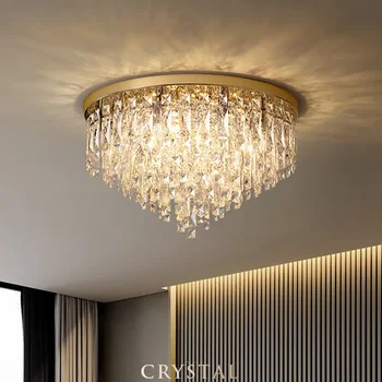 Prabangus modernus miegamasis K9 Crystals E14 lubų šviestuvas Auksas / chromas Plieniniai LED lubų šviestuvai Art Deco Vidaus šviestuvai Šviestuvas