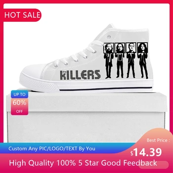 The Killers Rock Band High Top Aukštos kokybės sportbačiai Vyrai Moterys Paauglys Drobė Sportbačiai Atsitiktiniai poros batai Individualūs batai Balti