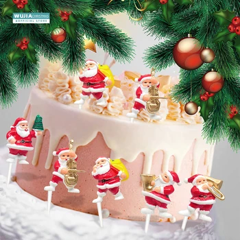 5vnt Linksmo kalėdinio pyrago topperis Dažytas Kalėdų senelis Naujųjų metų vakarėlis Keksiukas Gimtadienio vakarėlis Dovanos Desertas Toppers Kepimo reikmenys