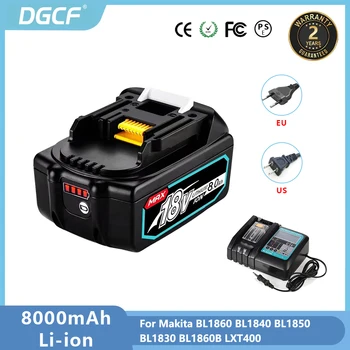 DGCF 18V 5S2P baterija 8000mAh skirta Makitar MAX elektriniam įrankiui LXT400 BL1860 BL8650 BL1830 Įkraunamų ličio baterijų keitimas