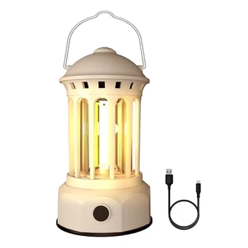Įkraunamas LED kempingo žibintas, skirtas elektros energijos tiekimo nutraukimui (smėlio spalvos) Lengva įdiegti Lengva naudoti